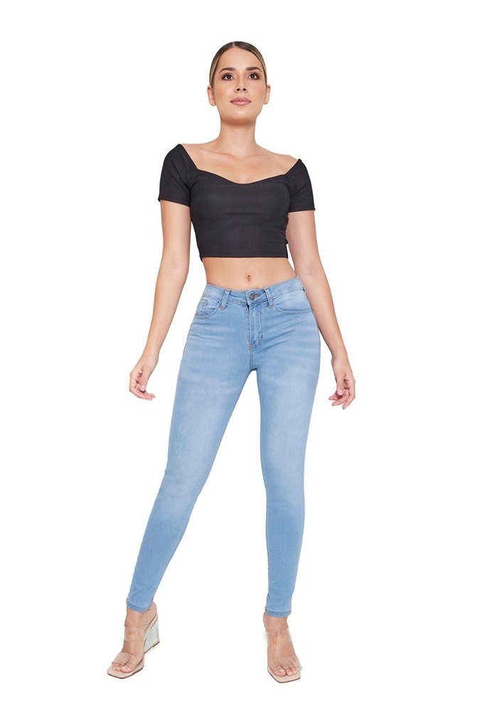 Jeans Skinny tiro alto 301 azul indigo Hielo